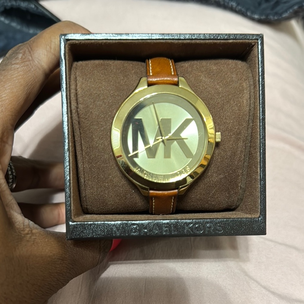 Michael Kors Gold-Tone Watch with Brown strap